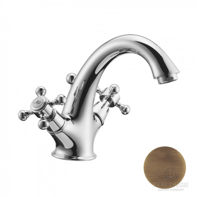 HUBER Victorian Смеситель двухвентильный для раковины на 1 отверстие с донным клапаном, цвет: бронза HUBER Victorian Смеситель двухвентильный для раковины на 1 отверстие с донным клапаном, цвет: бронза