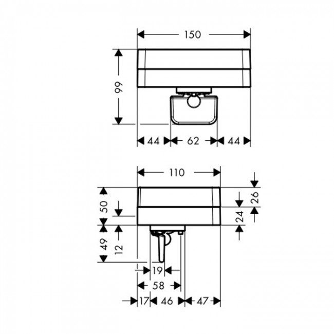 Axor Universal Дозатор для жидкого мыла с  полочкой 150 мм, подвесной, цвет: хром
