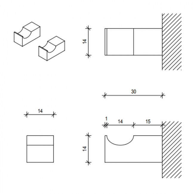 Decor Walther Corner HAK1 Набор крючков 2 шт., подвесной, цвет: черный матовый