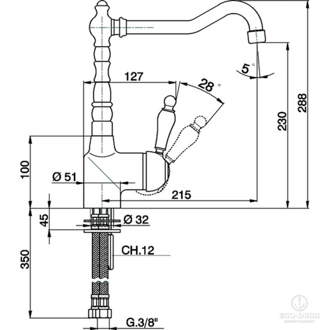 CISAL Arcana Empress Смеситель для кухни на 1 отверстие, цвет: золото CISAL Arcana Empress Смеситель для кухни на 1 отверстие, цвет: золото