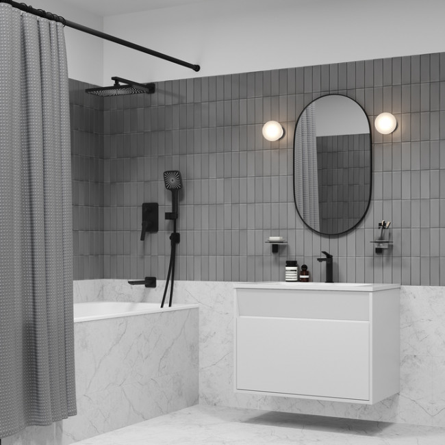 Встраиваемая система с тропическим, ручным душем и изливом, матовый черный, Parker, IDDIS, PARBL03i68