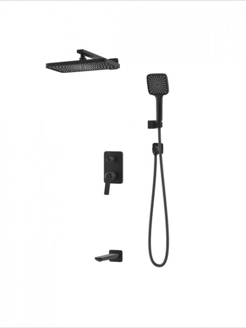 Встраиваемая система с тропическим, ручным душем и изливом, матовый черный, Parker, IDDIS, PARBL03i68