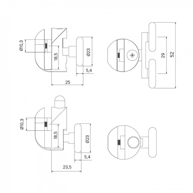Ролики IDDIS 2 верхних двойные, 2 нижних одинарные, D=23 мм хром, стекло 5-6 мм (966M23C6DZ)