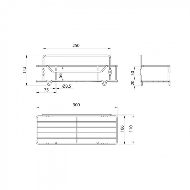 Полка одноярусная прямая Milardo Grid проволока стальная, хром (GRICS1CM44)