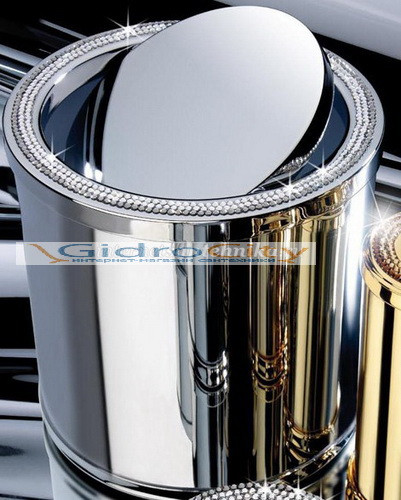 Корзина дмусора MINI с вращающейся крышкой 3Lines round золото+SW Windisch 89192CR
