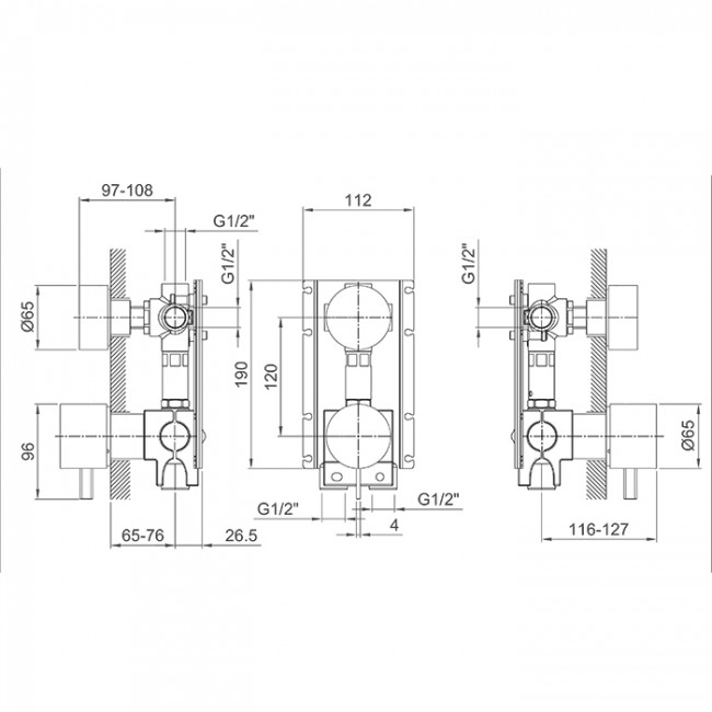 Fantini AF/21 Встраиваемый смеситель для душа, цвет: Matt Gun Metal PVD 27 P5 A587B