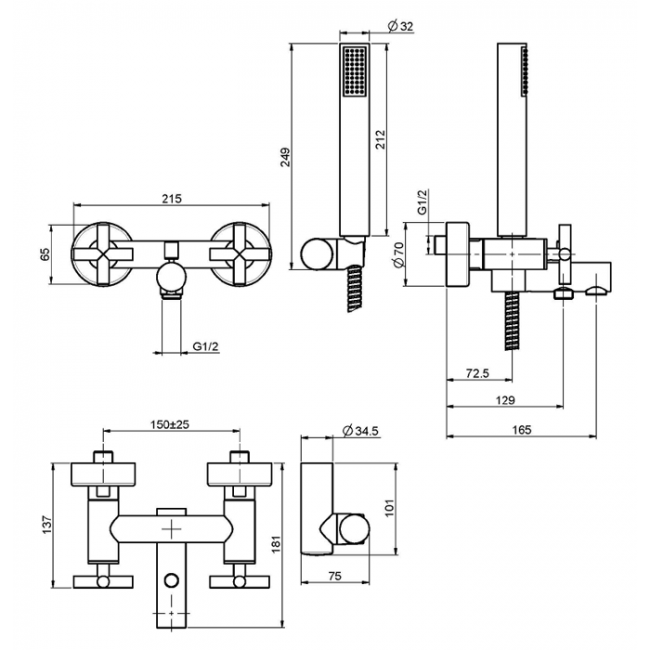 Carlo Frattini Maxima Смеситель для ванны с душем, цвет: хром Carlo Frattini Maxima Смеситель для ванны с душем, цвет: хром