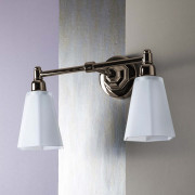 Sbordoni Двойной светильник “Deco” с абажуром из опалового стекла, цвет: никель/стекло белое