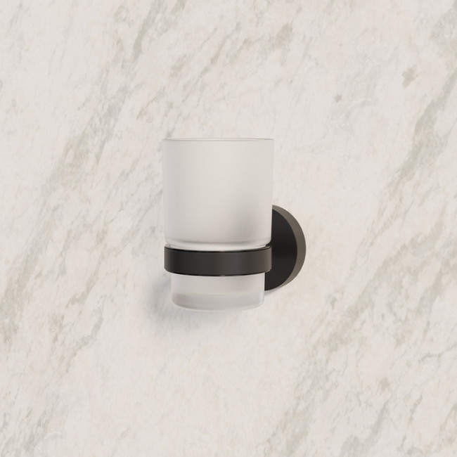 Подстаканник одинарный, черный матовый, матовое стекло, сплав металлов, Sena, IDDIS, SENSBG1i45