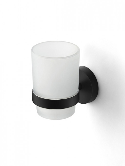 Подстаканник одинарный, черный матовый, матовое стекло, сплав металлов, Sena, IDDIS, SENSBG1i45