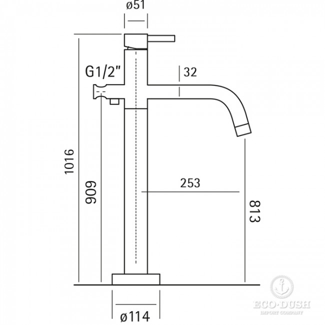 HUBER Lynox Напольный смеситель для ванны с душевым комплектом, нержавеющая сталь