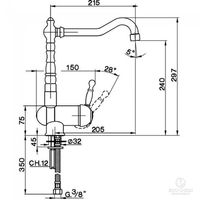 CISAL Arcana Royal Смеситель для кухни на 1 отверстие, цвет: хром CISAL Arcana Royal Смеситель для кухни на 1 отверстие, цвет: хром