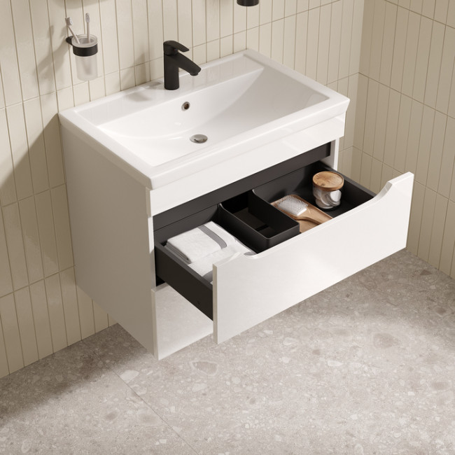 Тумба с умывальником, подвесная, 70 см, белый, Ray, IDDIS, RAY70W0i95K