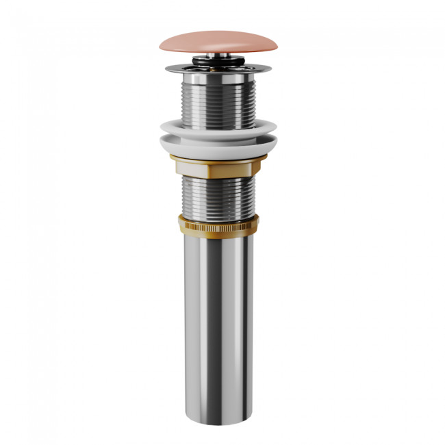 Донный клапан DK для раковины (умывальника) 1/4" клик-клак, розовая крышка (DC9004)