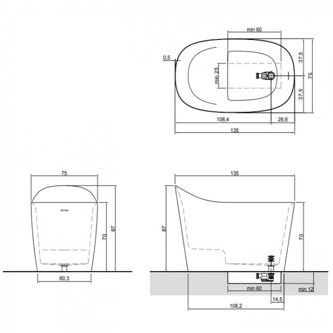 Antonio Lupi Mastello Ванна отдельностоящая 135х75хh87 см, с донным клапаном (хром), сифоном и гибким шлангом, мат-л: Flumood, цвет: Lambretta Antonio Lupi Mastello Ванна отдельностоящая 135х75хh87 см, с донным клапаном (хром), сифоном и гибким шлангом, мат-л: Flumood, цвет: Lambretta