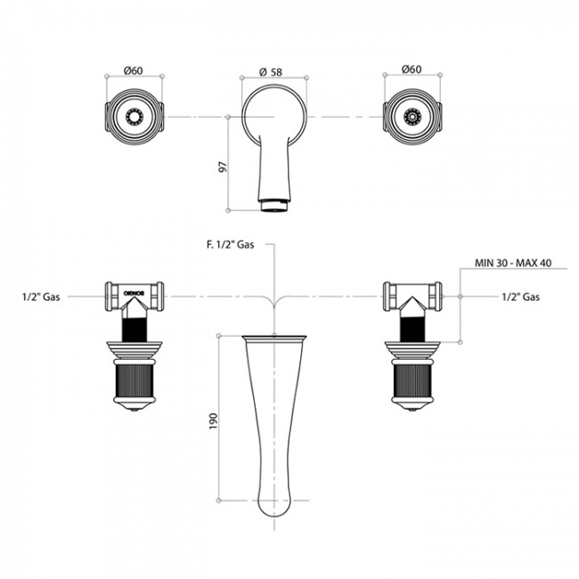 Смеситель для раковины Bongio Impero, цвет: хром/blue and red swarovski 65538CR00