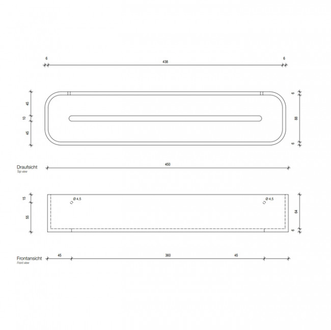 Decor Walther Stone DCT45 Душевая полочка 45x10см, подвесная, цвет: белый / сталь матовая