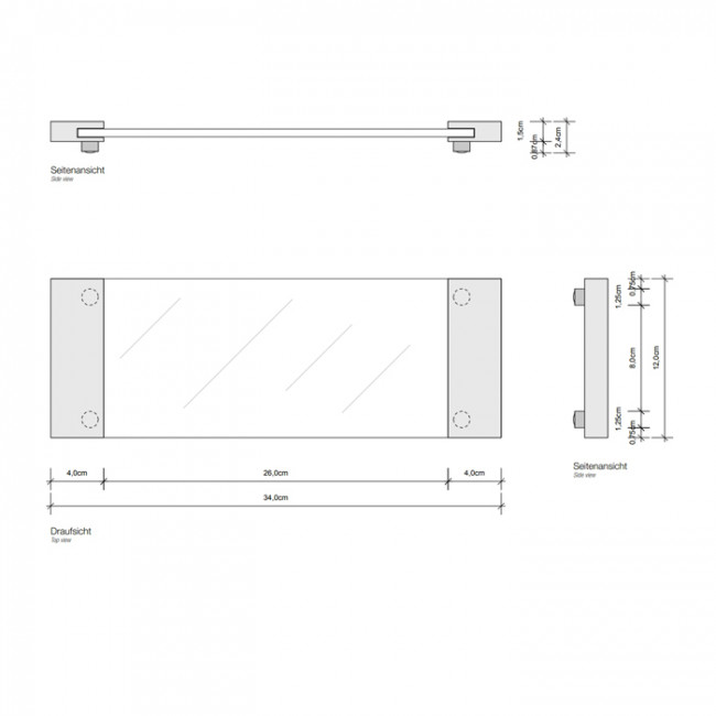 Decor Walther Classic Tab 34 Лоток универсальный 34x12см, прозрачное стекло, настольный, цвет: золото матовое