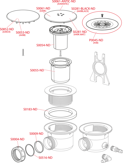 Alcaplast A49K MAT Сифон для душевого поддона, металл LUX Alcaplast A49K MAT Сифон для душевого поддона, металл LUX