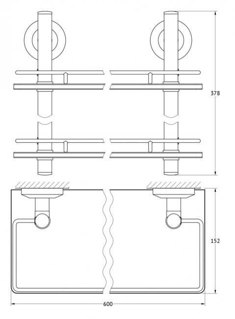 Полка с ограничителем 2-х ярусная 60 см FBS Standard STA 065