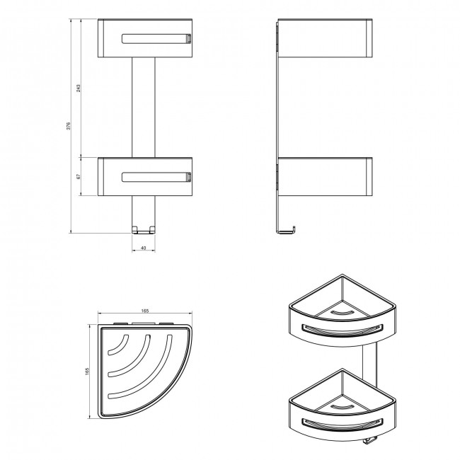 Полка угловая 2-х этажная Langberger Accessories 75862
