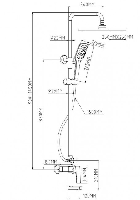 Душевая система ESKO Samara с изливом (ST250 BR) Душевая система ESKO Samara с изливом (ST250 BR)