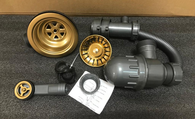 Выпуск круглый с переливом и сифоном ZorG PVD БРОНЗА W 1