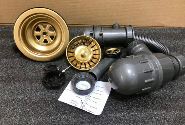 Выпуск круглый с переливом и сифоном ZorG PVD БРОНЗА W 1