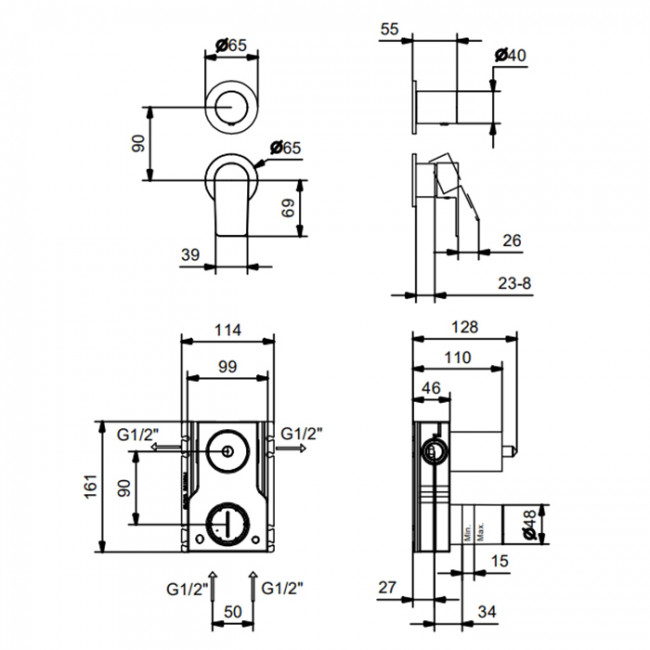 Fantini Myo Смеситель для душа, встраиваемый, цвет: черный матовый 61 13 V681B