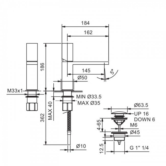 Fantini Milano Смеситель для раковины, 1 отв., излив: 145 мм, цвет: матовая натуральная сталь 31 93 3003F