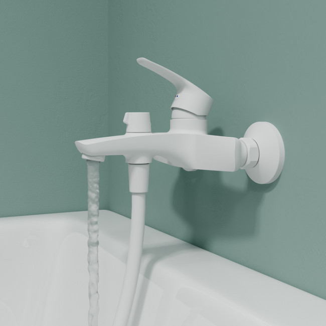 Смеситель для ванны, матовый белый, Ray, IDDIS, RAYWT02i02WA