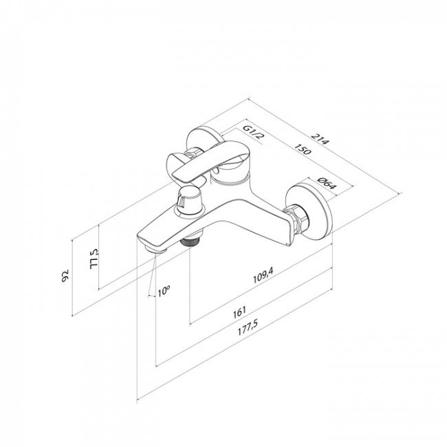 Смеситель для ванны, матовый белый, Ray, IDDIS, RAYWT02i02WA