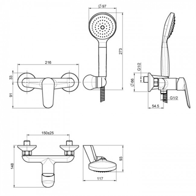 Carlo Frattini Spot Смеситель для душа внешнего монтажа с душевым комплектом, цвет: хром