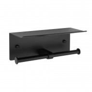 Бумагодержатель двойной с полкой для телефона Fixsen Hotel черный (FX-31011B-2) Бумагодержатель двойной с полкой для телефона Fixsen Hotel черный (FX-31011B-2)