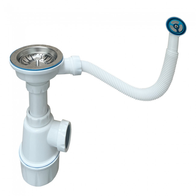 Сифон Practik одинарный, с выпуском 3 ½ и круглым переливом (ST-1)