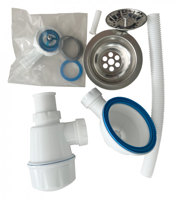 Сифон Practik одинарный, с выпуском 3 ½ и круглым переливом (ST-1)