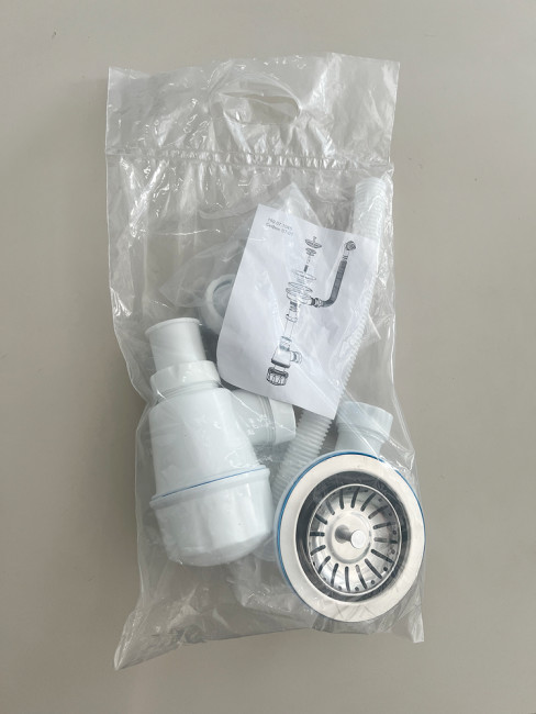 Сифон Practik одинарный, с выпуском 3 ½ и круглым переливом (ST-1)