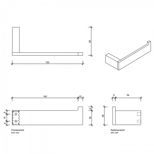 Decor Walther Contract Держатель т/б, подвесной, цвет: хром 650100 Decor Walther Contract Держатель т/б, подвесной, цвет: хром 650100