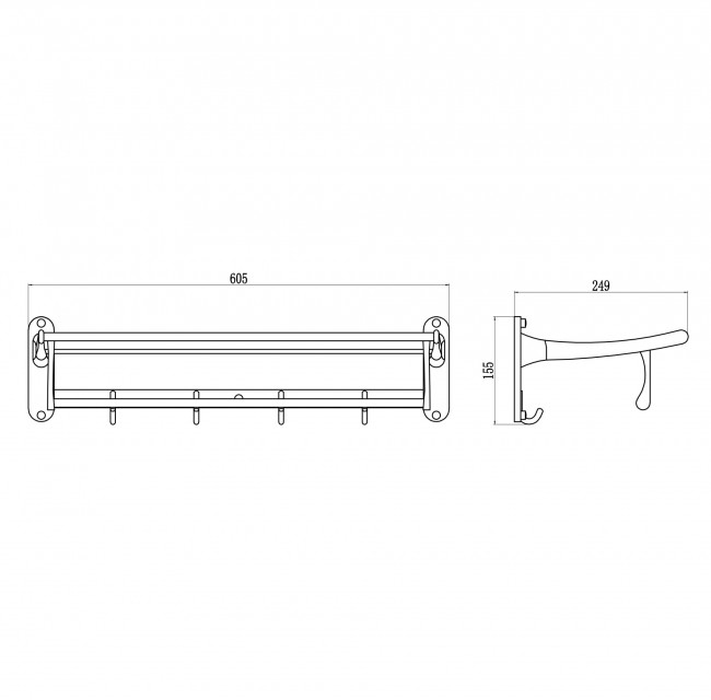 Полка для полотенец откидная 60 см Savol S-005099