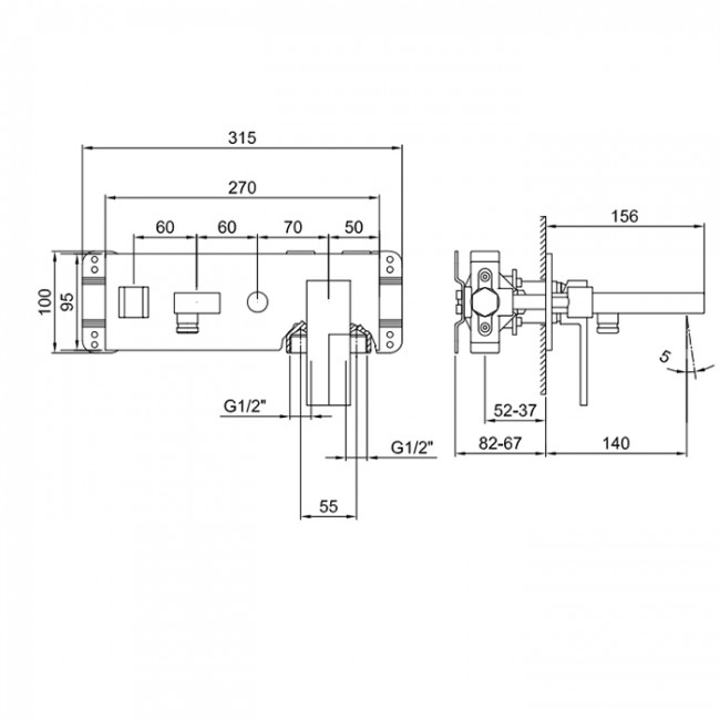 Fantini Внутренняя часть смесителя для ванны, переключатель на 2 источника, 1/2" 19 02 3320A