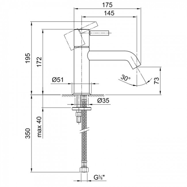 Fantini Nostromo Смеситель для раковины, 1 отверстие, удлиненный излив, цвет: хром 50 02 E803WF