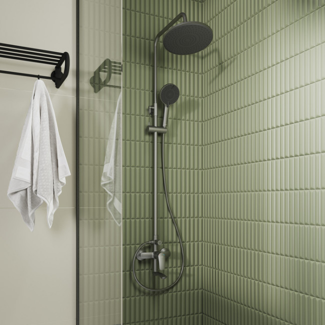 Смеситель для ванны с верхним душем, графит, Rora, Milardo, RORGM4FM06 Смеситель для ванны с верхним душем, графит, Rora, Milardo, RORGM4FM06