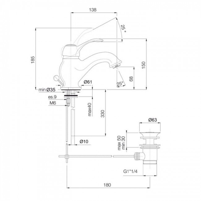 Carlo Frattini Lamp, Смеситель на раковину, цвет: Хром