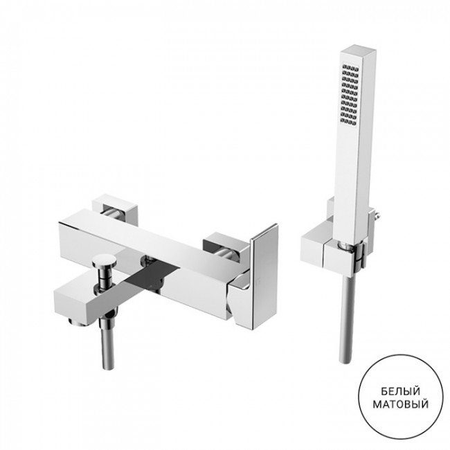 Gattoni Kubik Смеситель для ванны/душа встраиваемый с ручной лейкой, цвет: белый матовый 2500/25BO