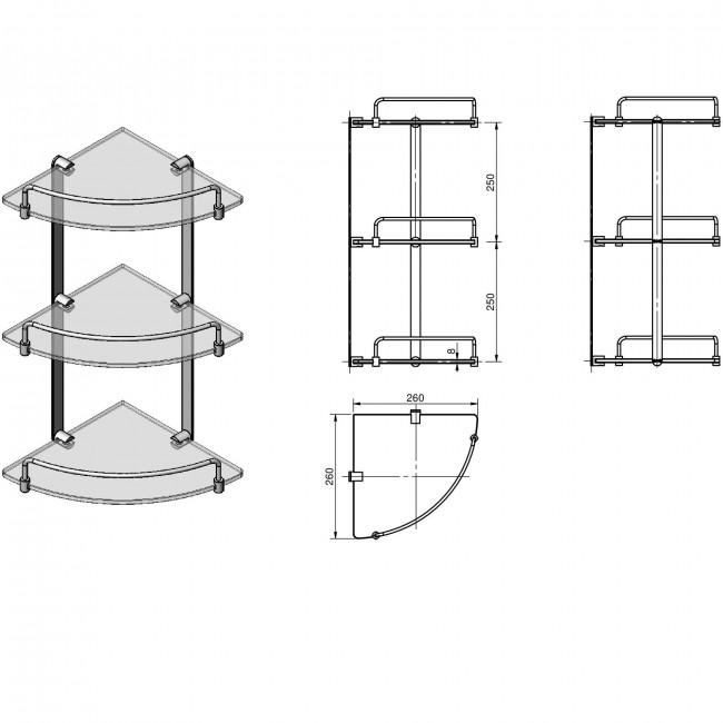 Полка угловая 3-х этажная Langberger Accessories 70262