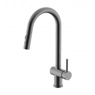 Смеситель Splenka для кухни 2-х режимный поворотный выдвижной излив, графит (S204.49.09)