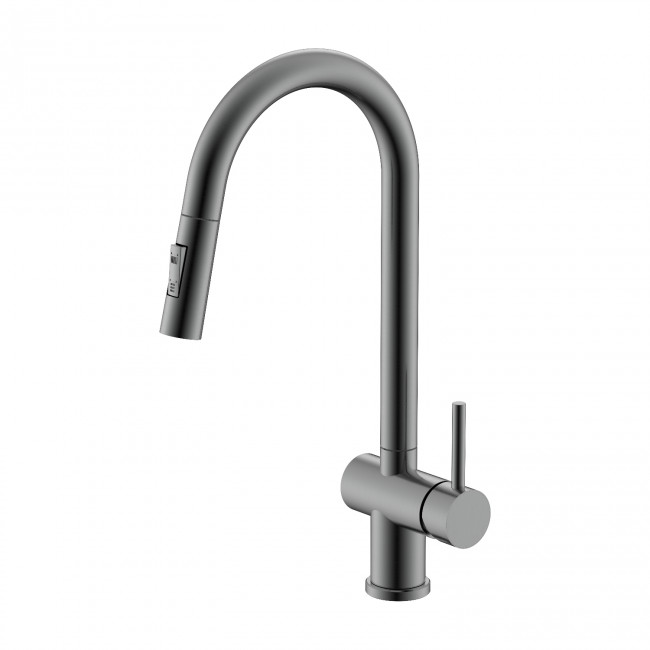 Смеситель Splenka для кухни 2-х режимный поворотный выдвижной излив, графит (S204.49.09) Смеситель Splenka для кухни 2-х режимный поворотный выдвижной излив, графит (S204.49.09)