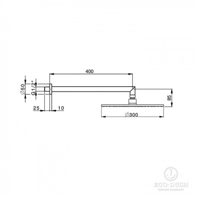 Cisal Shower Верхний душ 30см., с настенным держателем 40см, цвет: хром