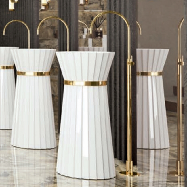 Oasis Plisse Смеситель для раковины, напольный, однорычажный, цвет: золото