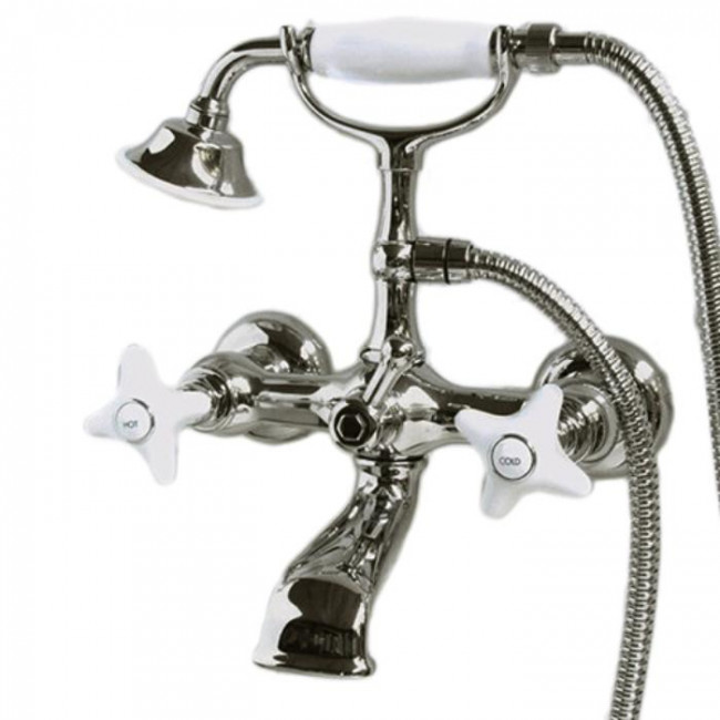 Devon&Devon White Rose Смеситель для ванны с душевым комплектом, цвет: никель